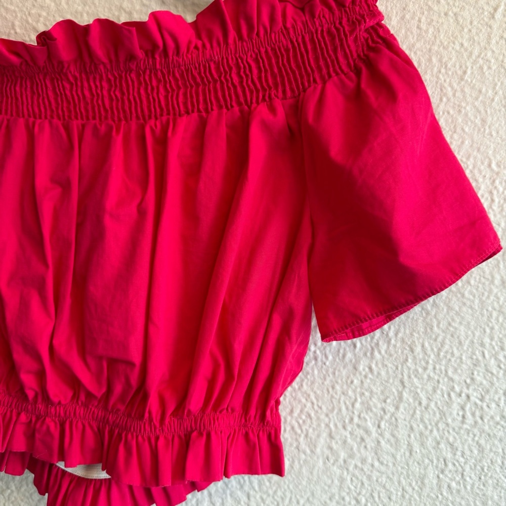 Zara Off The Shoulder Ruffle Crop Top - Picture 4 of 9